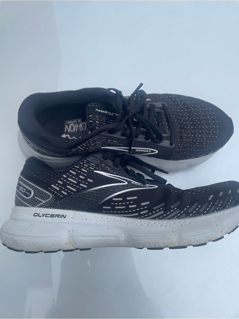 Brooks Black and White Glycerin Cushion Running Shoes